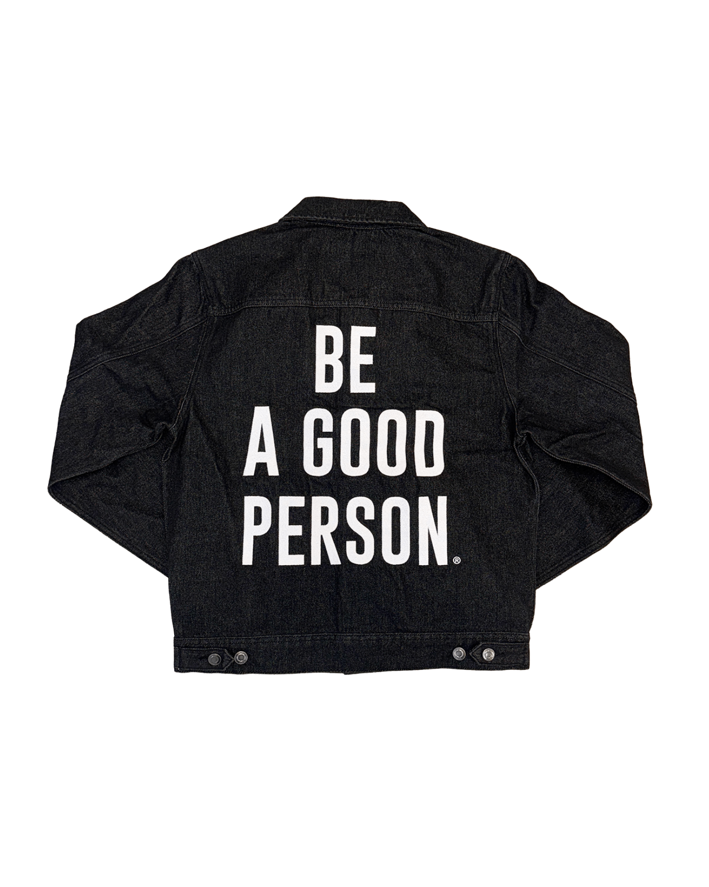 Signature Embroidered Jean Jacket - Black Denim – Be A Good Person