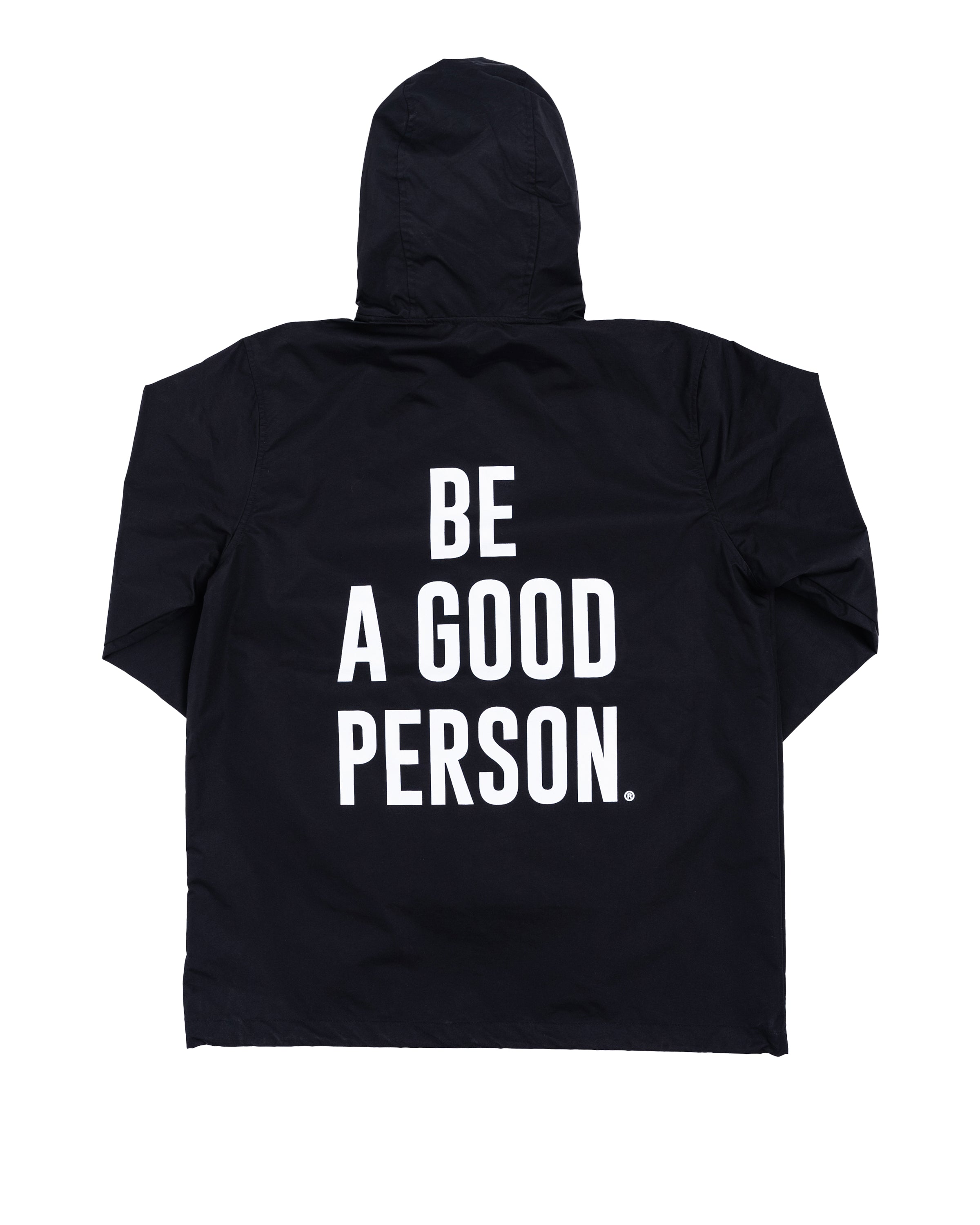 L Positive Motivational Kindness Signature Anorak Black Be A Good Person Streetwear with A Purpose