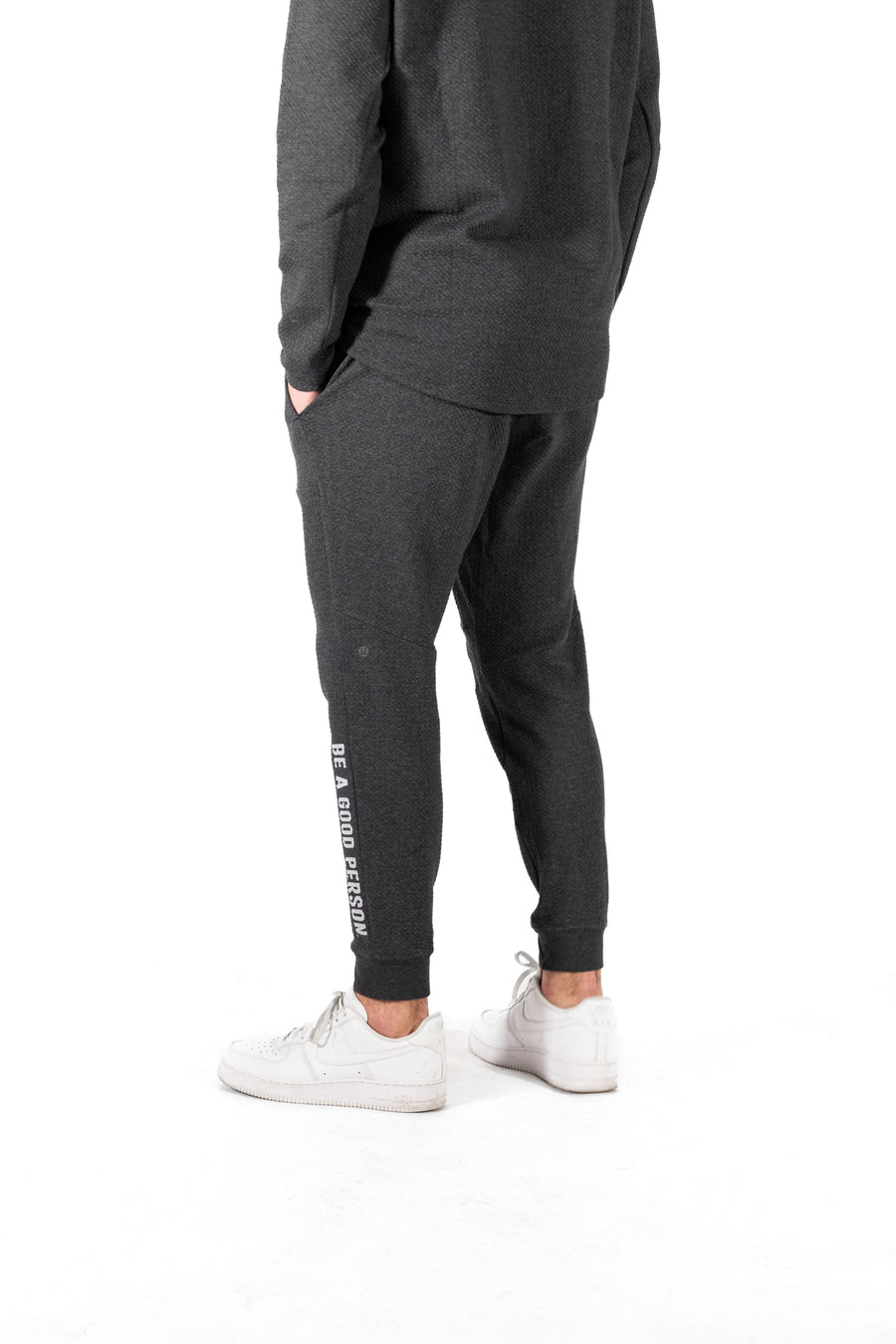 At Ease Textured Double Knit Jogger - Heathered Black/Black - lululemon // BE A GOOD PERSON