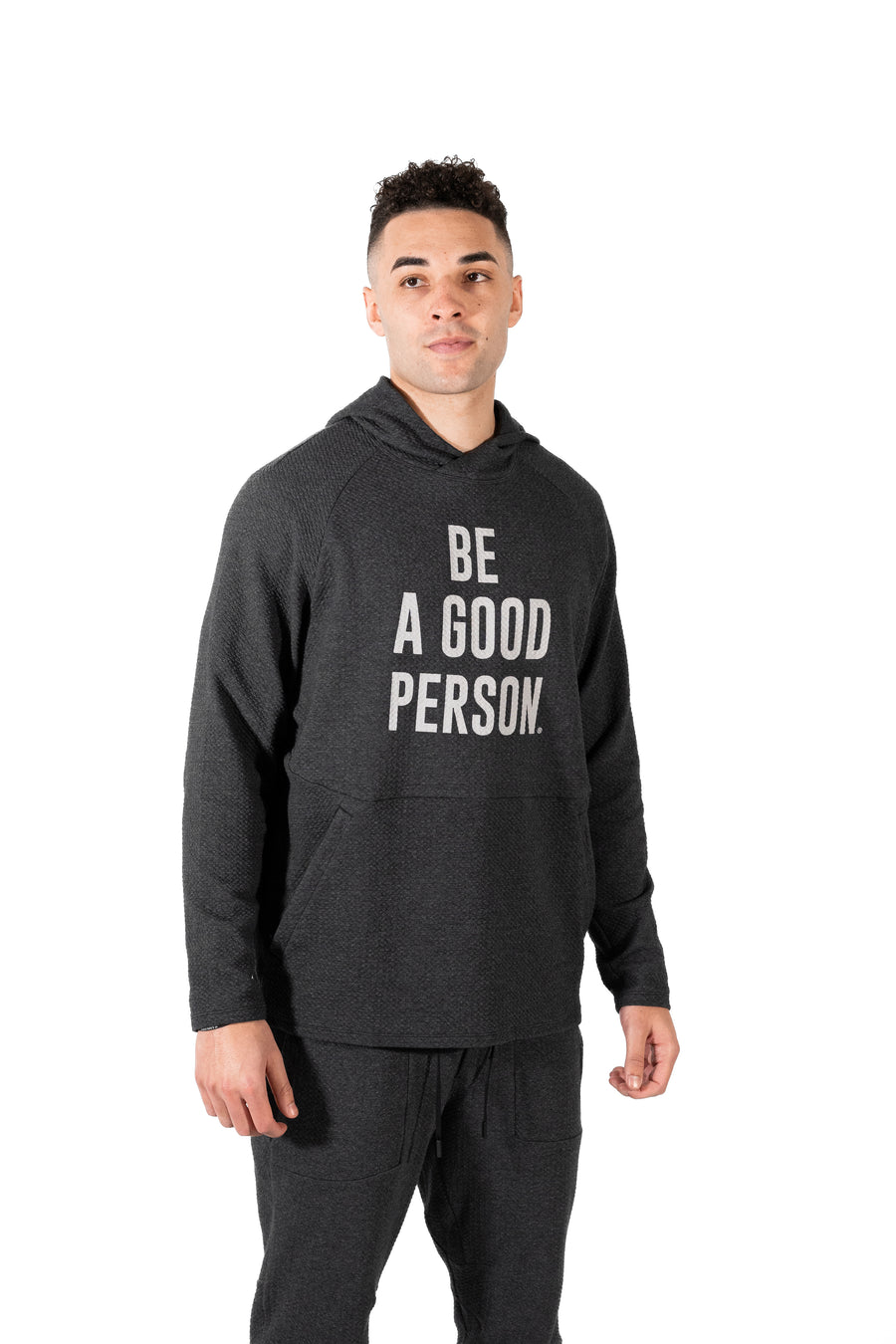 At Ease Textured Double Knit Hoodie - Heathered Black/Black - lululemon // BE A GOOD PERSON