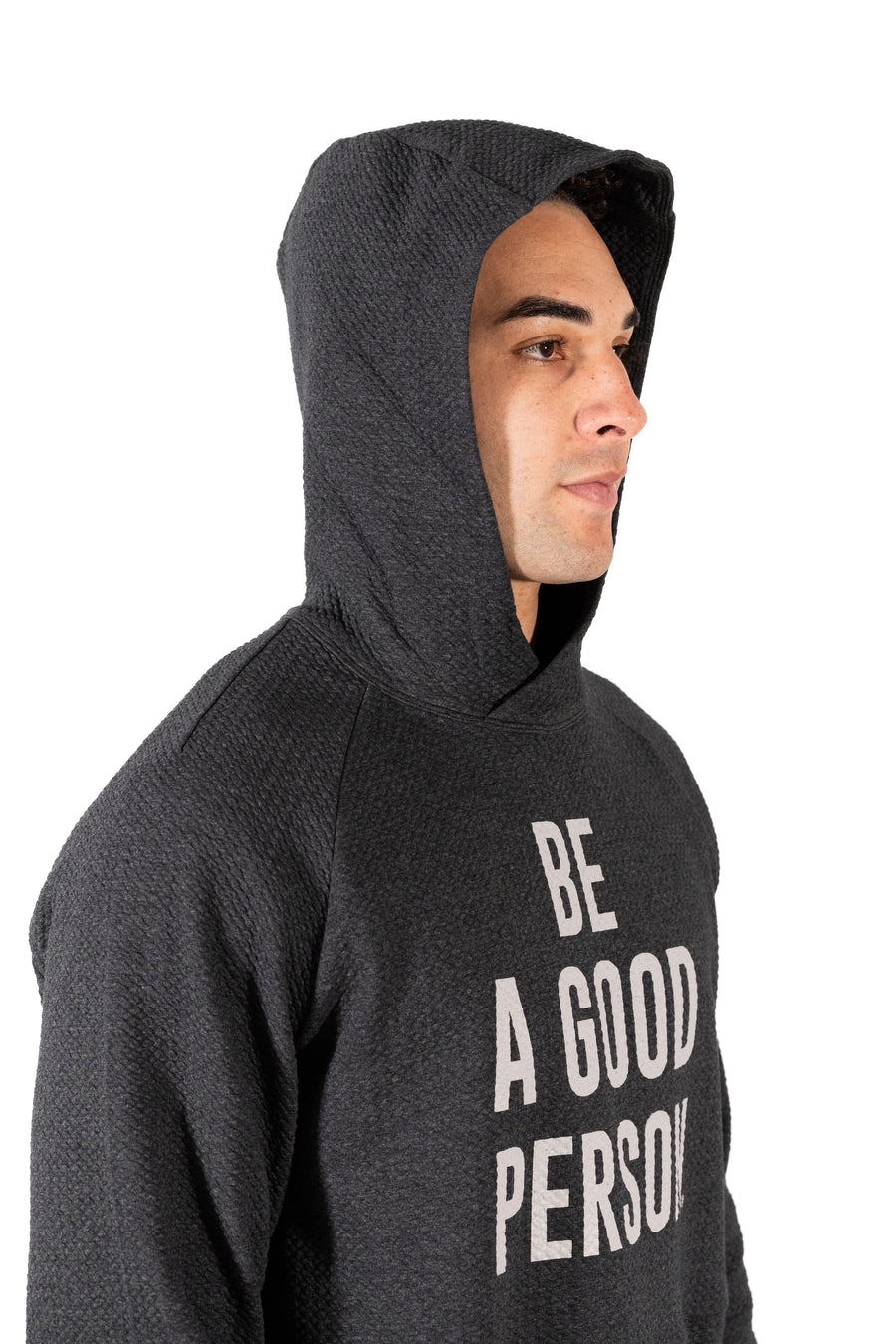 At Ease Textured Double Knit Hoodie - Heathered Black/Black - lululemon // BE A GOOD PERSON