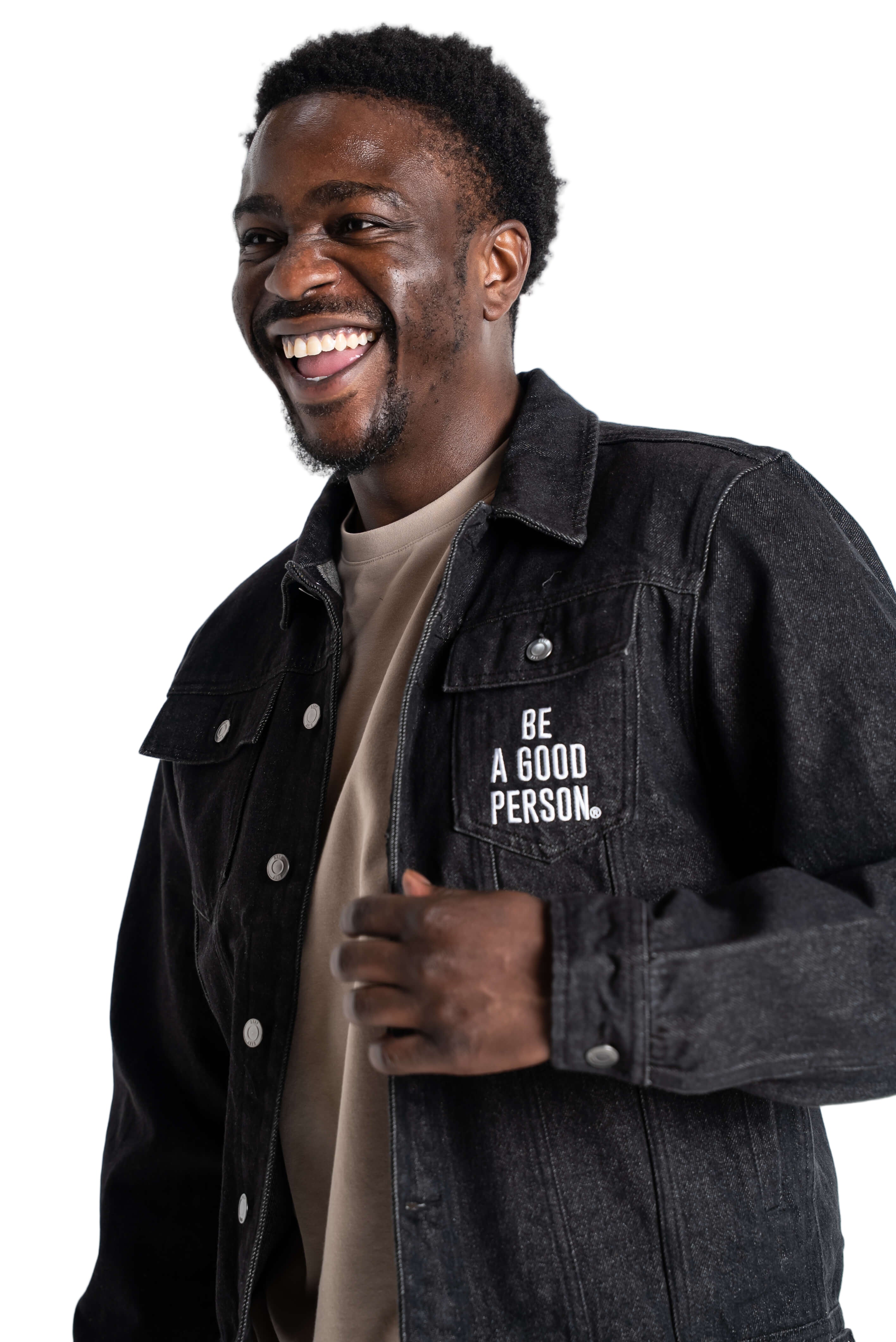 Signature Embroidered Jean Jacket - Black Denim – Be A Good Person