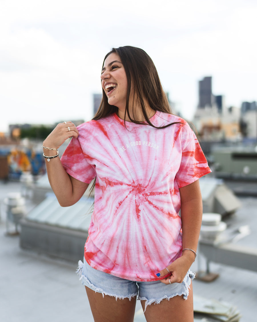 Bridged Tie-Dye T-Shirt - Coral