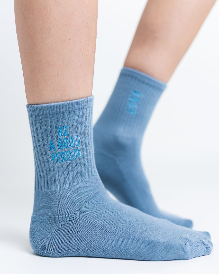 Basic Half Crew Socks - Steel Blue