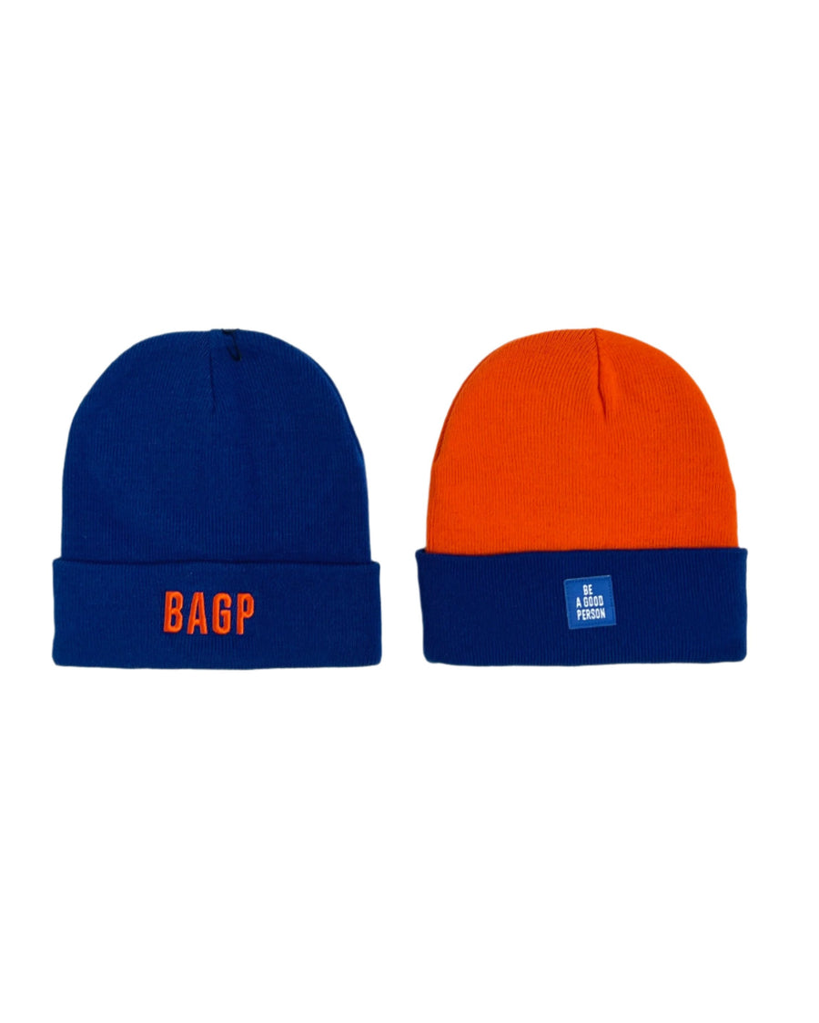 Reversible Patch Beanie - Blue/Orange