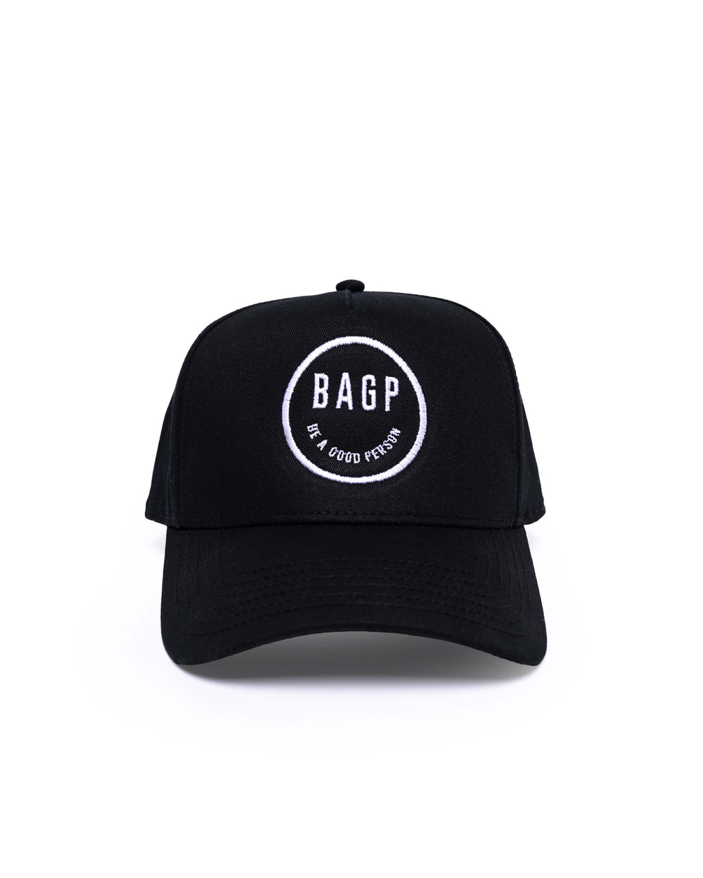 Smiley 5 Panel Hat - Black