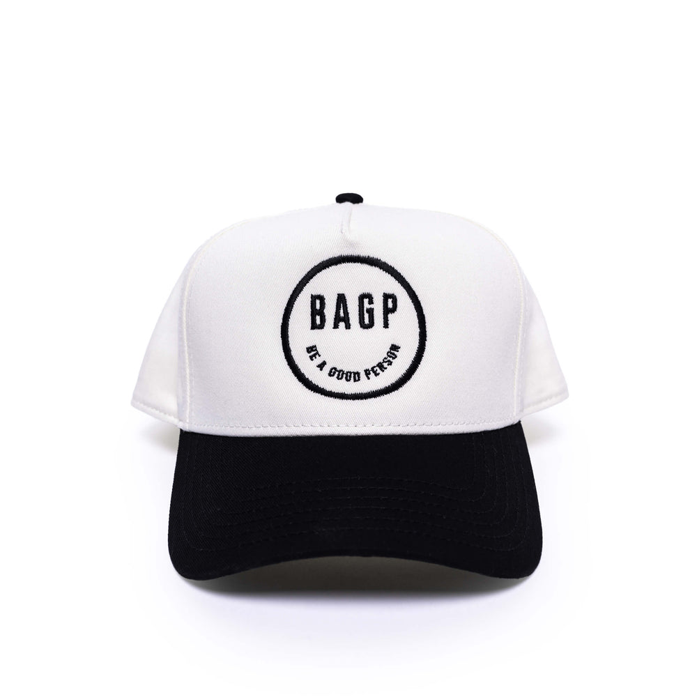Smiley 5 Panel Hat - Cream/Black