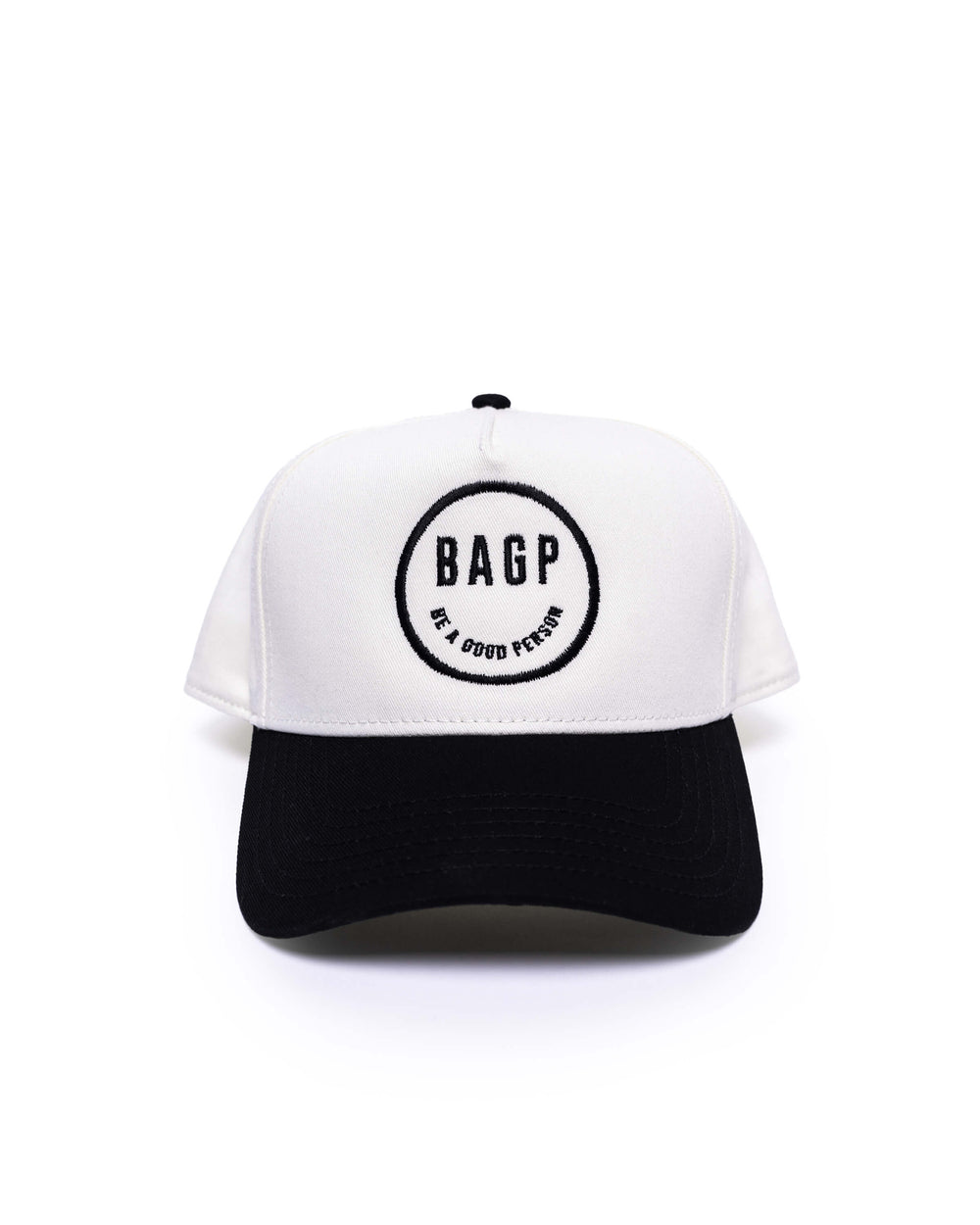 Smiley 5 Panel Hat - Cream/Black