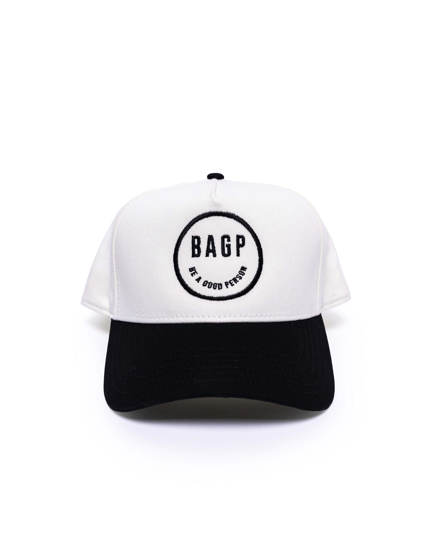 Smiley 5 Panel Hat - Cream/Black