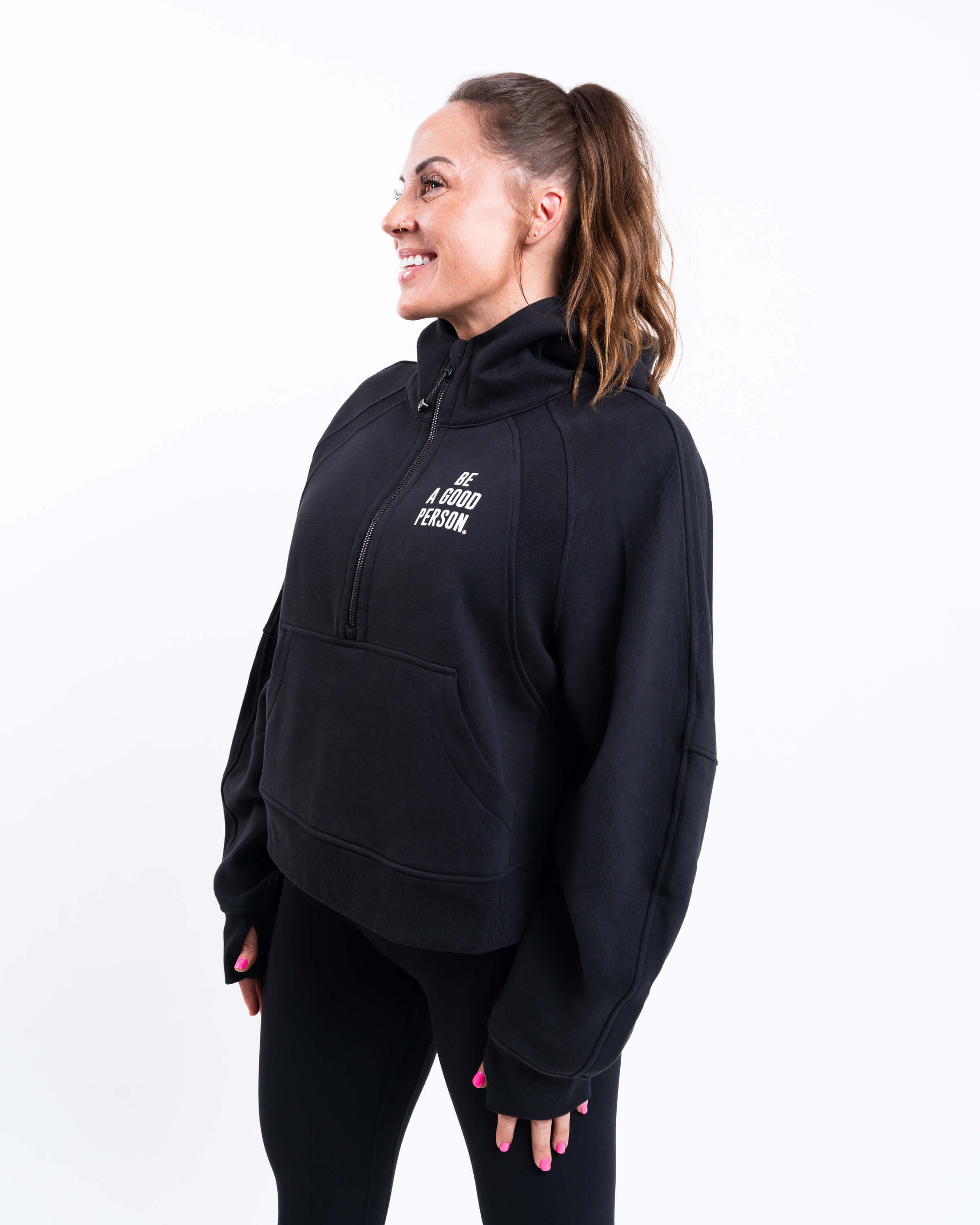 Scuba Oversized Half-Zip Hoodie: lululemon & Be A Good Person - Black