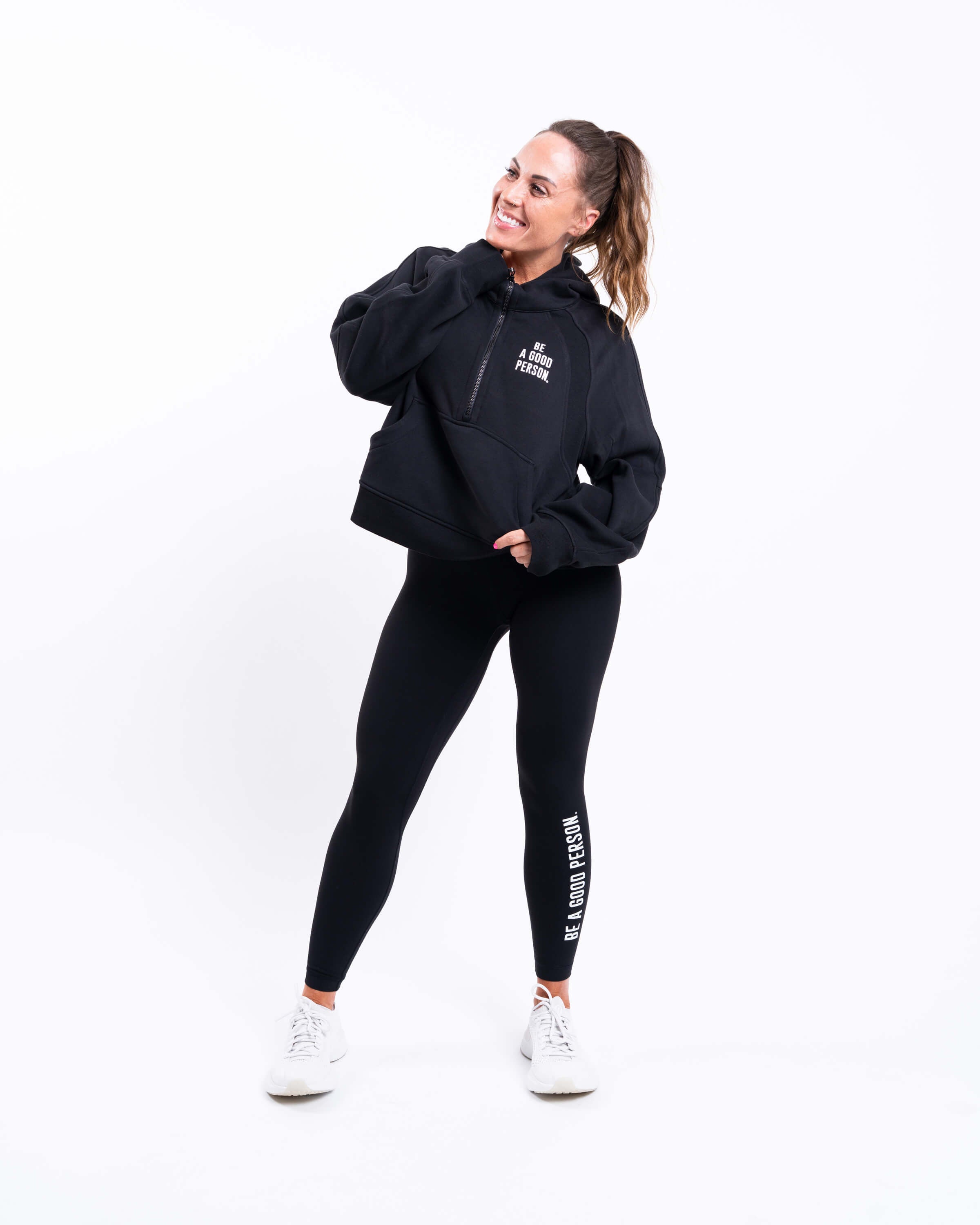 Scuba Oversized Half-Zip Hoodie: lululemon & Be A Good Person - Black