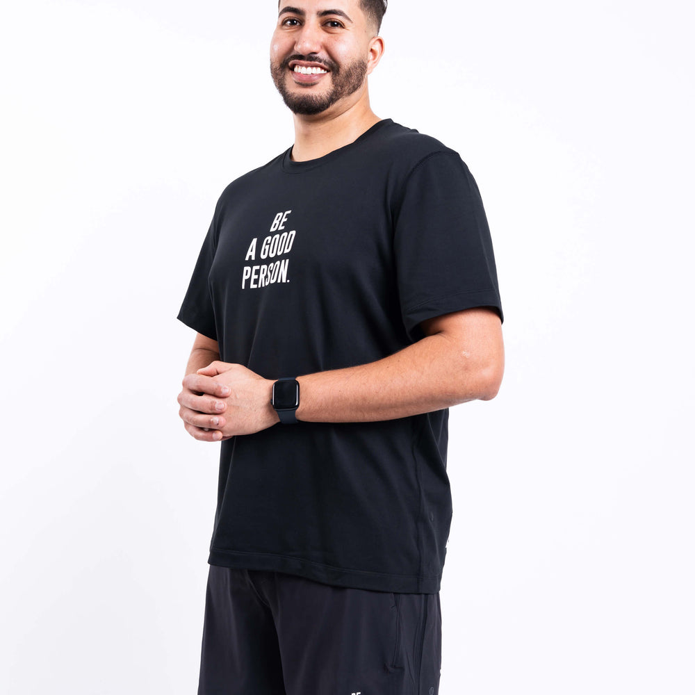 
                      
                        Men's Soft Jersey Short-Sleeve Shirt - Black - lululemon // BE A GOOD PERSON *Pre-Order*
                      
                    