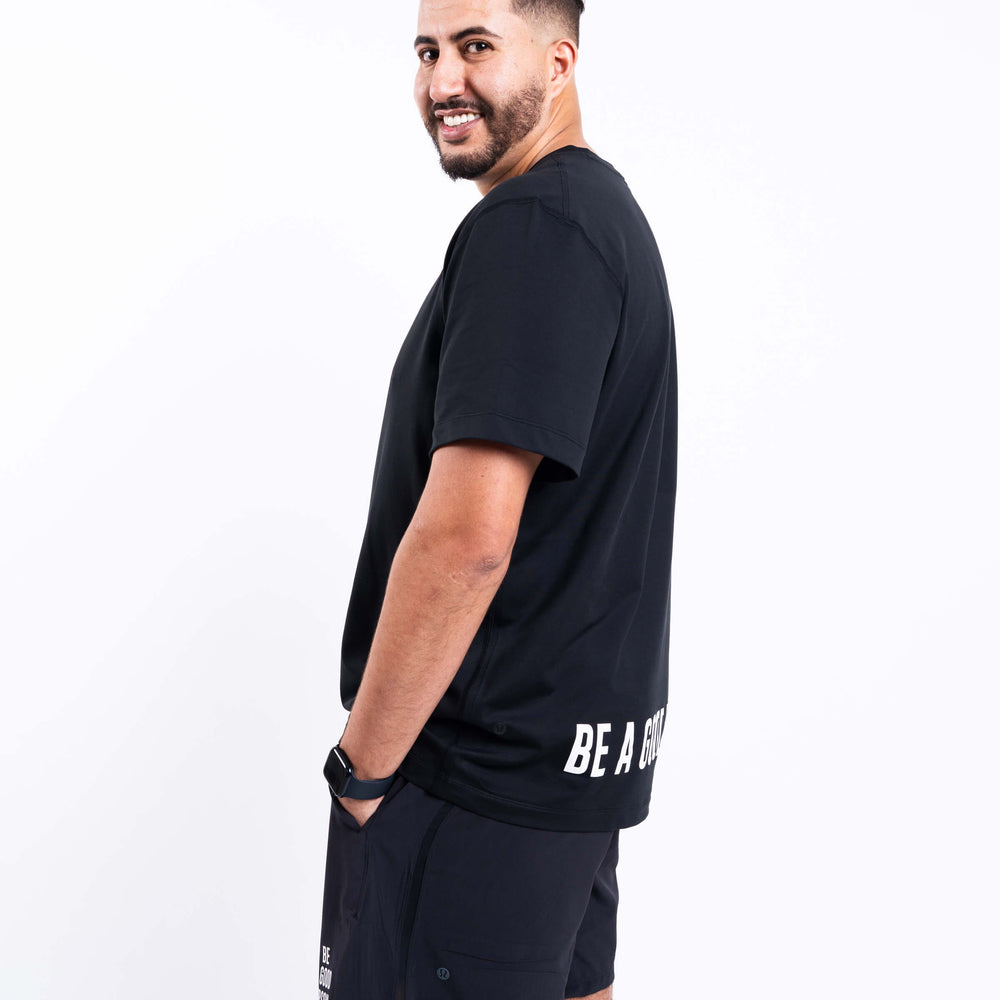 
                      
                        Men's Soft Jersey Short-Sleeve Shirt - Black - lululemon // BE A GOOD PERSON *Pre-Order*
                      
                    