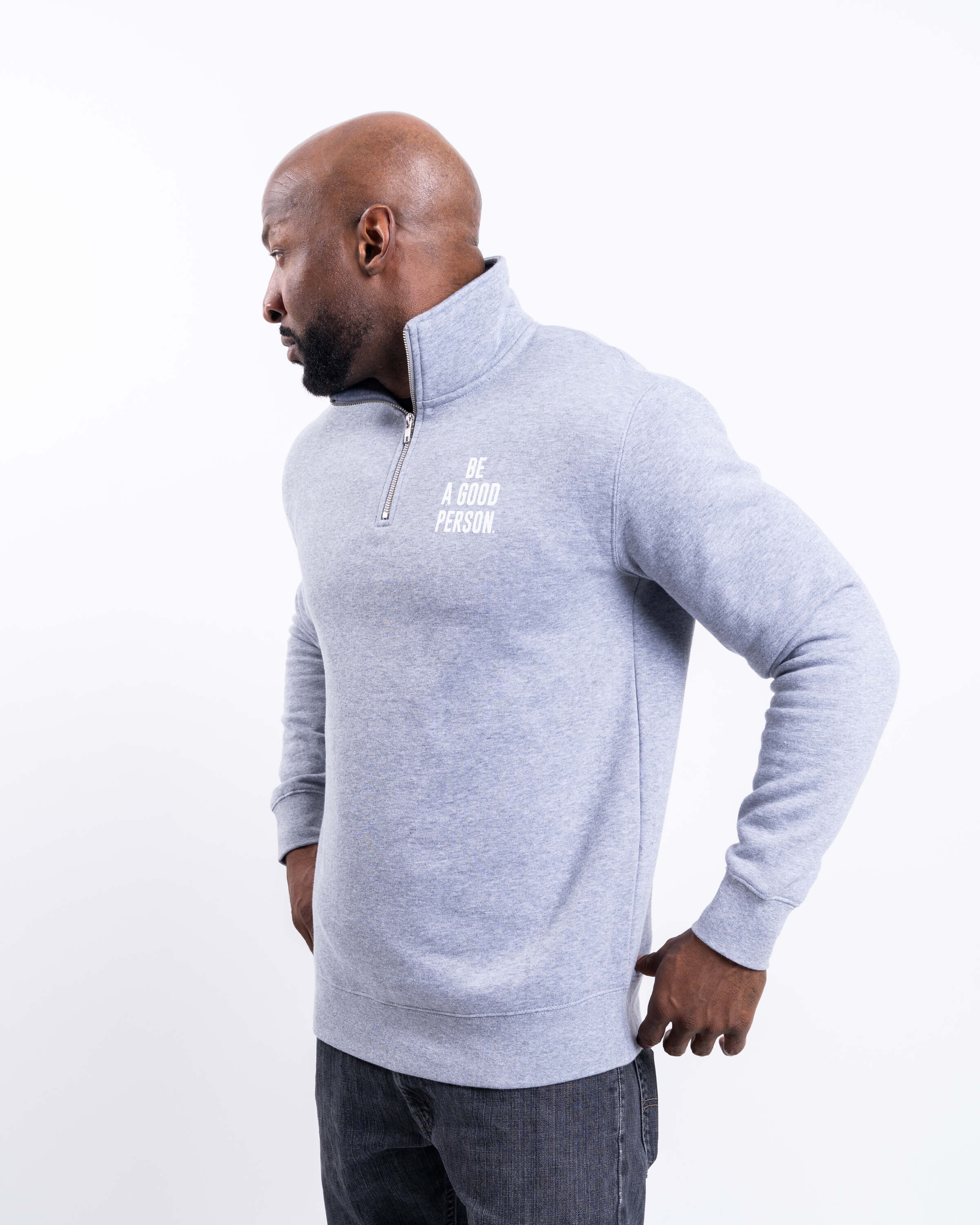 Signature 1/4 Zip - Grey – Be A Good Person