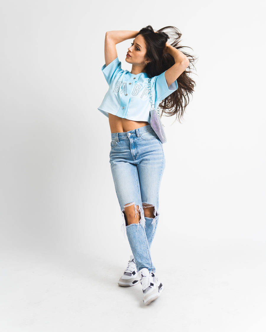 Women's Crop Festival Jersey - Sky