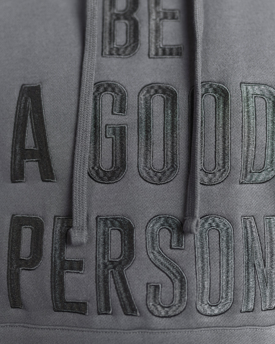 Signature Embroidered Hoodie - Steel Grey