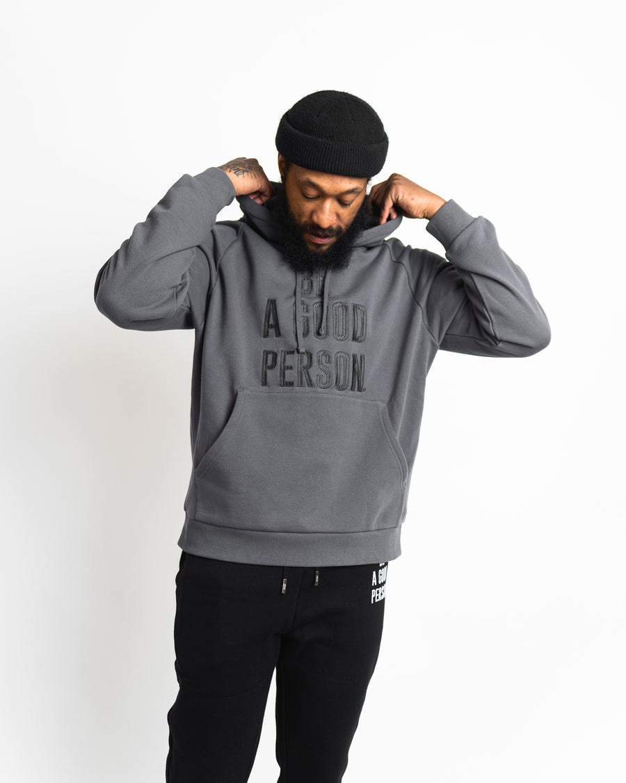 Signature Embroidered Hoodie - Steel Grey