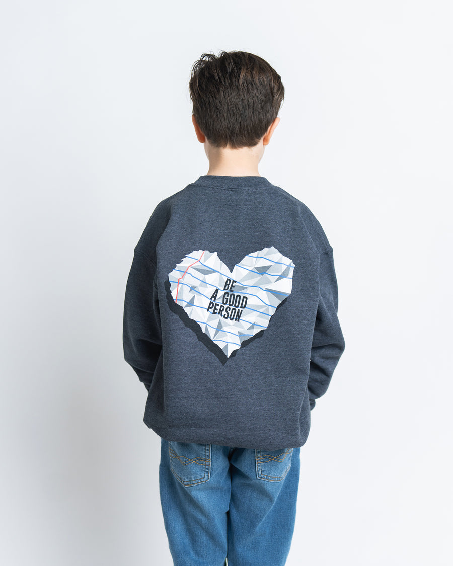 Paper Hearts Kids Crewneck - Dark Heather Grey
