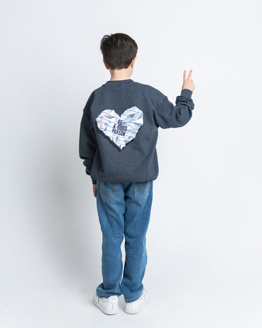 Paper Hearts Kids Crewneck - Dark Heather Grey