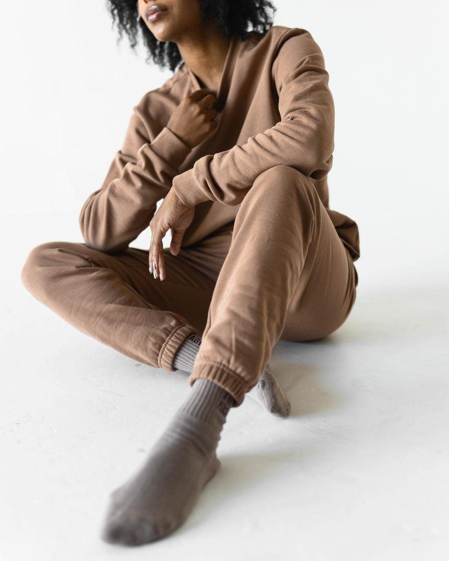 Basic French Terry Sweatpants - Brown Sugar