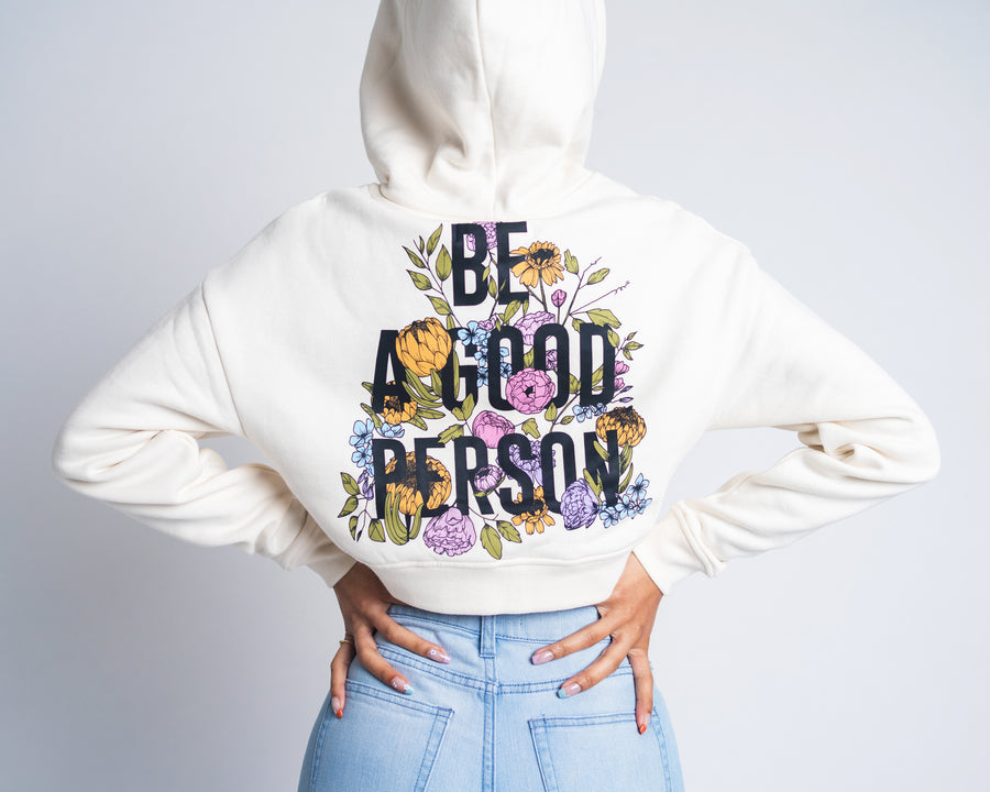 April Showers by Kirileigh Crop Zip Hoodie - Whisper White (Womens)